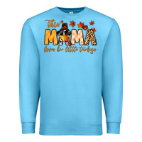 Ocean Blue this mama loves her little turkeys Premium Sweatshirt - MaliasSmallBusiness