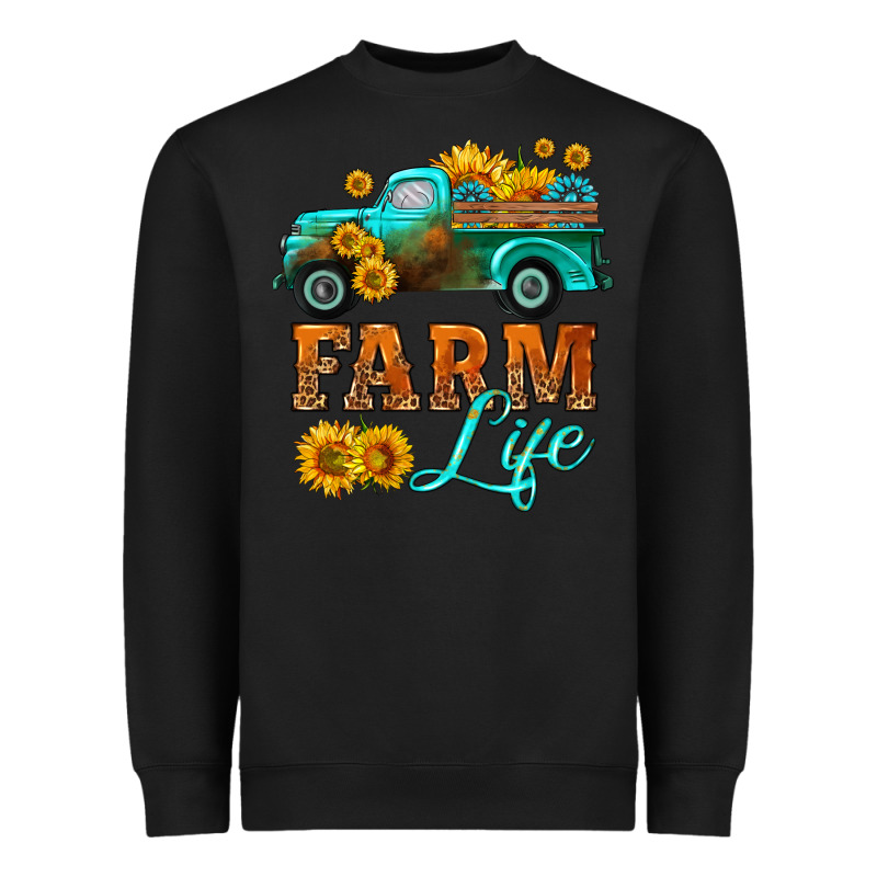 Farm Truck  Farm Life With Sunflower Heavyweight Sweatshirt by HRA Design Shop | Teevron