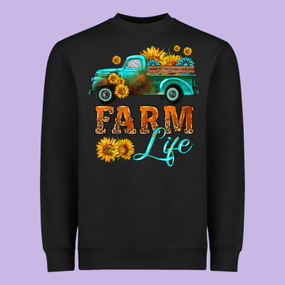 Farm Truck  Farm Life With Sunflower Heavyweight Sweatshirt Designed By Hra Design Shop
