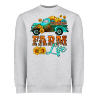 Heather Grey farm truck  farm life with sunflower Heavyweight Sweatshirt - HRA Design Shop