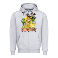 Heather Grey tequila lime sunshine Zipper Hoodie - MaliasSmallBusiness