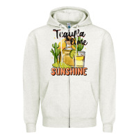 Oatmeal Heather tequila lime sunshine Zipper Hoodie - MaliasSmallBusiness
