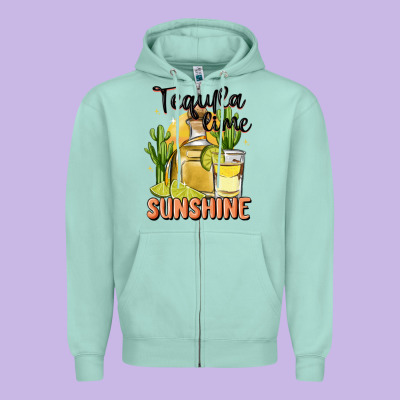 Tequila Lime Sunshine Zipper Hoodie Designed By Maliassmallbusiness