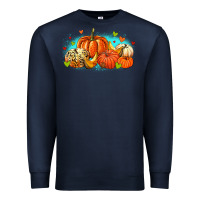 Navy thankful pumpkins Premium Sweatshirt - MaliasSmallBusiness