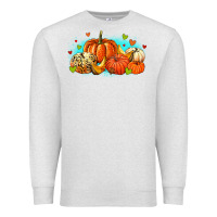 Oatmeal Heather thankful pumpkins Premium Sweatshirt - MaliasSmallBusiness