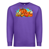 Purple thankful pumpkins Premium Sweatshirt - MaliasSmallBusiness