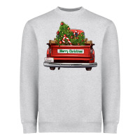 Heather Grey Christmas trees truck Heavyweight Sweatshirt - FaDigitalArtStudio