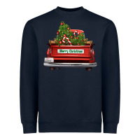 Navy Christmas trees truck Heavyweight Sweatshirt - FaDigitalArtStudio