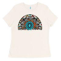 Western Turquoise Aztec Cowhide Serape  Rainbows Ladies Tee | Teevron