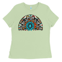 Matcha western turquoise aztec cowhide serape  rainbows Ladies Tee - AdoDesignShop