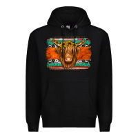 Black highland cow western background Premium Hoodie - Jasminsmagicworld