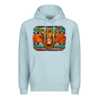 Blue Mist highland cow western background Premium Hoodie - Jasminsmagicworld