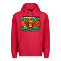 Cardinal highland cow western background Premium Hoodie - Jasminsmagicworld