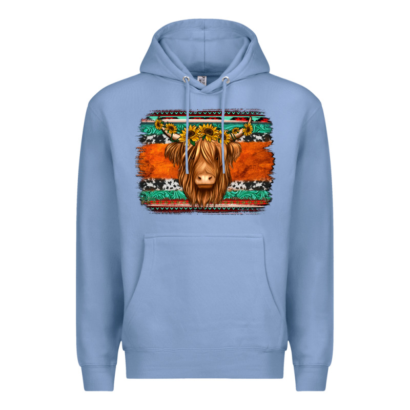 Highland Cow Western Background Premium Hoodie by Jasminsmagicworld | Teevron