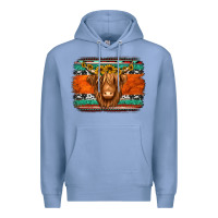 Colony Blue highland cow western background Premium Hoodie - Jasminsmagicworld