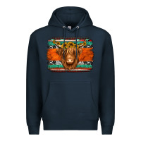Navy highland cow western background Premium Hoodie - Jasminsmagicworld