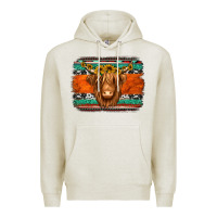 Oatmeal Heather highland cow western background Premium Hoodie - Jasminsmagicworld