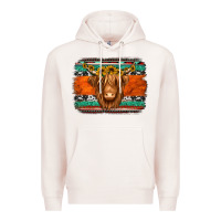 Pale Pink highland cow western background Premium Hoodie - Jasminsmagicworld