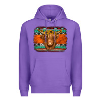 Purple highland cow western background Premium Hoodie - Jasminsmagicworld