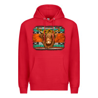 Red highland cow western background Premium Hoodie - Jasminsmagicworld