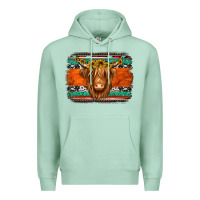 Seafoam highland cow western background Premium Hoodie - Jasminsmagicworld