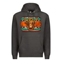 Smoke highland cow western background Premium Hoodie - Jasminsmagicworld