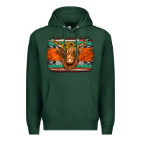 Sports Green highland cow western background Premium Hoodie - Jasminsmagicworld
