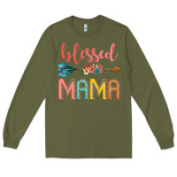 Army Green blessed mama Long Sleeve Tee - JahusDesignShop
