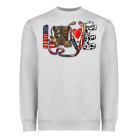 Heather Grey america nurse Heavyweight Sweatshirt - CowhideDigitalArt