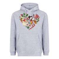 Heather Grey christmas heart Heavyweight Hoodie - MaliasSmallBusiness