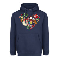 Navy christmas heart Heavyweight Hoodie - MaliasSmallBusiness