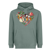Sage christmas heart Heavyweight Hoodie - MaliasSmallBusiness