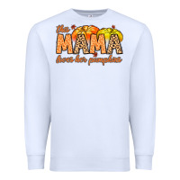 White this mama loves her pumpkins Premium Sweatshirt - MaliasSmallBusiness