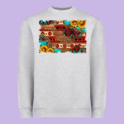 Aztec And Leopard Background Heavyweight Sweatshirt Designed By Hra Design Shop