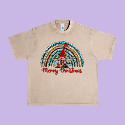 Merry Christmas Gnomes   Rainbow Urban Heavy Tee Designed By Barkaloodesign