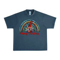 Midnight Navy merry christmas gnomes   rainbow Urban Heavy Tee - BarkalooDesign