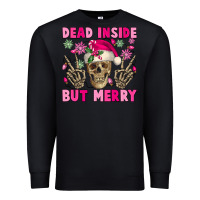 Black Dead inside but merry pink Christmas skeleton Premium Sweatshirt - NancyCooperArtShop