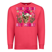 Cardinal Dead inside but merry pink Christmas skeleton Premium Sweatshirt - NancyCooperArtShop
