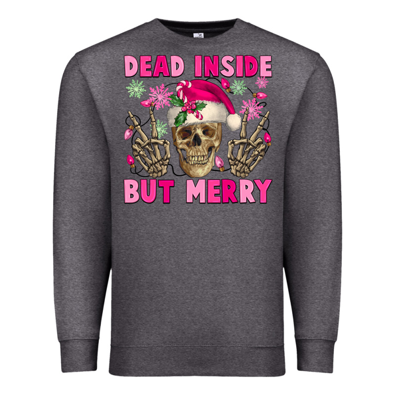 Dead Inside But Merry Pink Christmas Skeleton Premium Sweatshirt by NancyCooperArtShop | Teevron