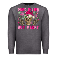 Charcoal Heather Dead inside but merry pink Christmas skeleton Premium Sweatshirt - NancyCooperArtShop