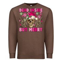 Chestnut Dead inside but merry pink Christmas skeleton Premium Sweatshirt - NancyCooperArtShop