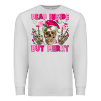 Dove Grey Dead inside but merry pink Christmas skeleton Premium Sweatshirt - NancyCooperArtShop