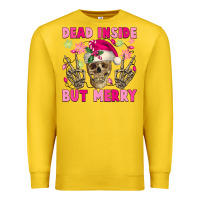 Lemon Dead inside but merry pink Christmas skeleton Premium Sweatshirt - NancyCooperArtShop