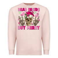 Pale Pink Dead inside but merry pink Christmas skeleton Premium Sweatshirt - NancyCooperArtShop