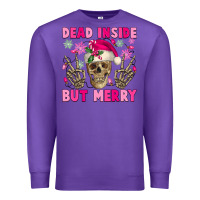 Purple Dead inside but merry pink Christmas skeleton Premium Sweatshirt - NancyCooperArtShop