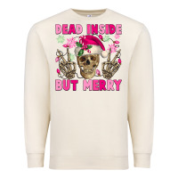 Sandshell Dead inside but merry pink Christmas skeleton Premium Sweatshirt - NancyCooperArtShop