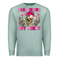 Seafoam Dead inside but merry pink Christmas skeleton Premium Sweatshirt - NancyCooperArtShop