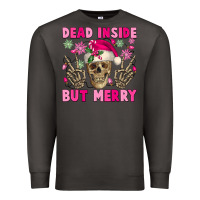 Smoke Dead inside but merry pink Christmas skeleton Premium Sweatshirt - NancyCooperArtShop