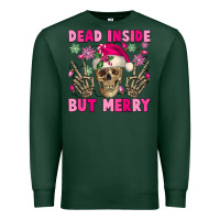 Sports Green Dead inside but merry pink Christmas skeleton Premium Sweatshirt - NancyCooperArtShop