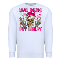 White Dead inside but merry pink Christmas skeleton Premium Sweatshirt - NancyCooperArtShop